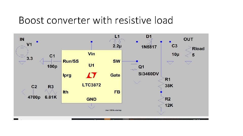 Boost converter with resistive load 