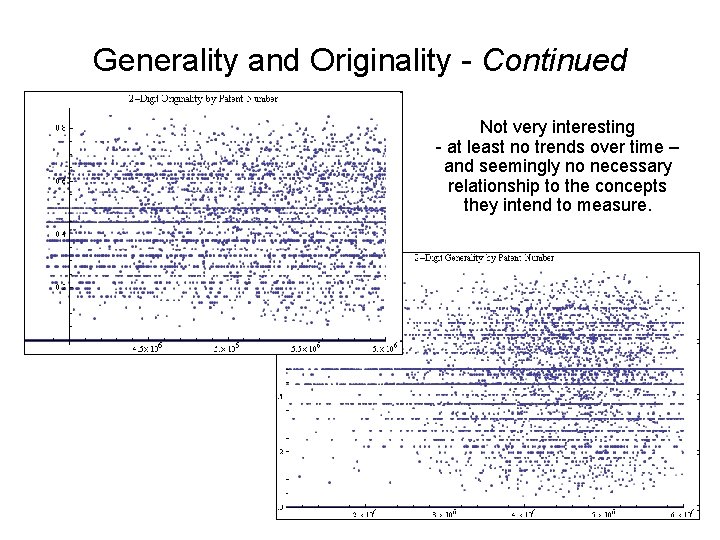 Generality and Originality - Continued Not very interesting - at least no trends over