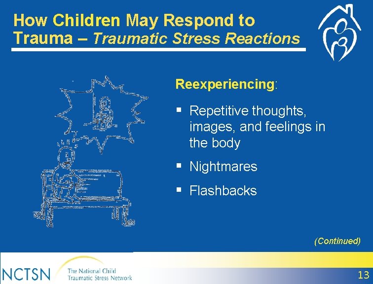 How Children May Respond to Trauma – Traumatic Stress Reactions Reexperiencing: § Repetitive thoughts,