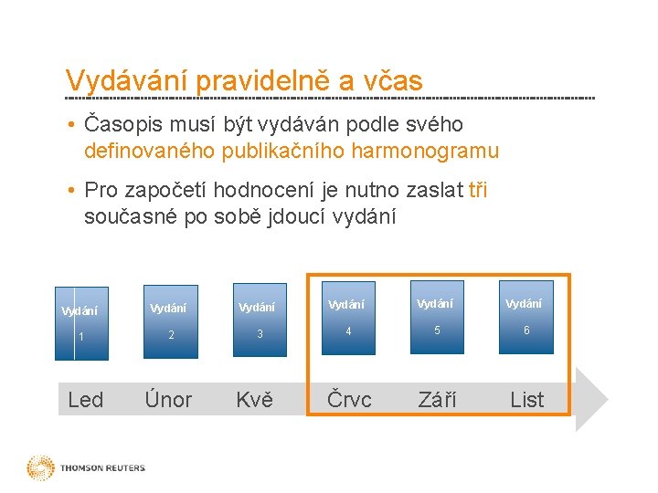 Vydávání pravidelně a včas • Časopis musí být vydáván podle svého definovaného publikačního harmonogramu