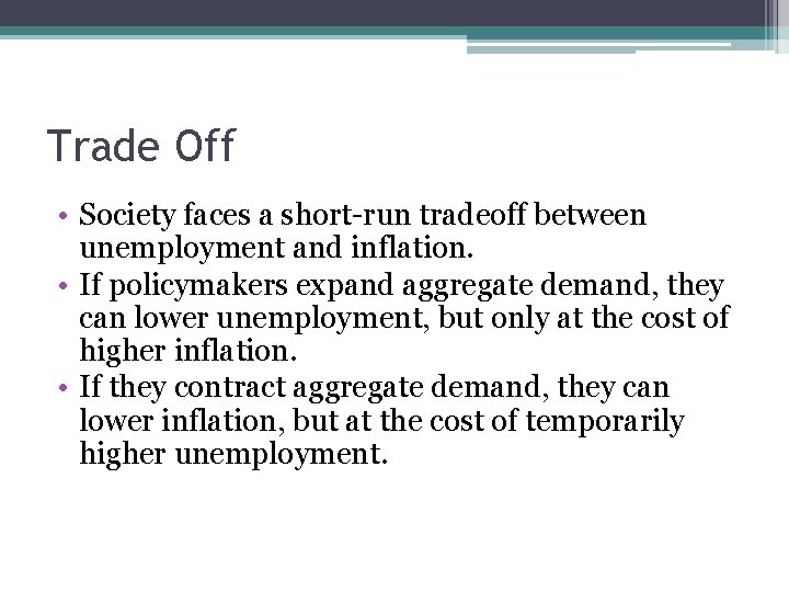 Short Run Trade Off Between Inflation and Unemployment