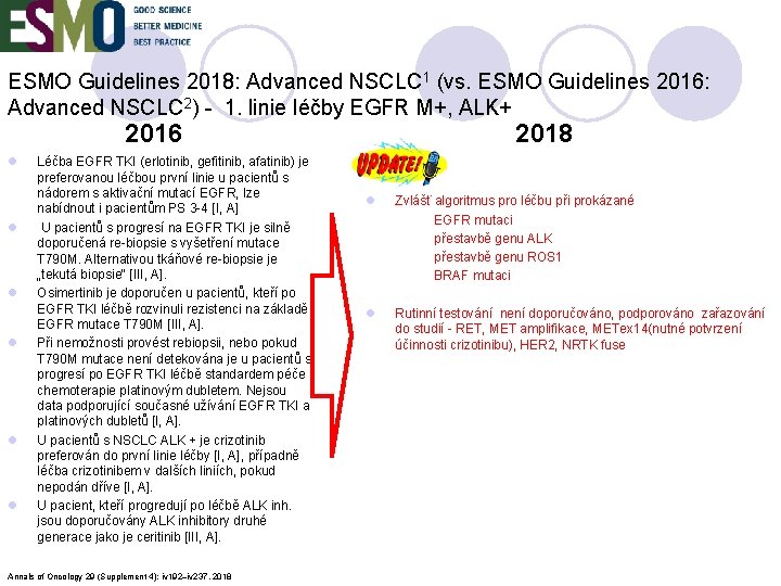 ESMO Guidelines 2018: Advanced NSCLC 1 (vs. ESMO Guidelines 2016: Advanced NSCLC 2) -