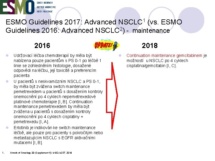 ESMO Guidelines 2017: Advanced NSCLC 1 (vs. ESMO Guidelines 2016: Advanced NSCLC 2) -