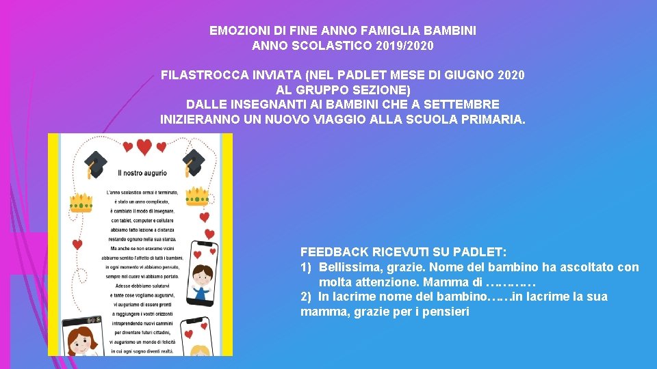 EMOZIONI DI FINE ANNO FAMIGLIA BAMBINI ANNO SCOLASTICO 2019/2020 FILASTROCCA INVIATA (NEL PADLET MESE