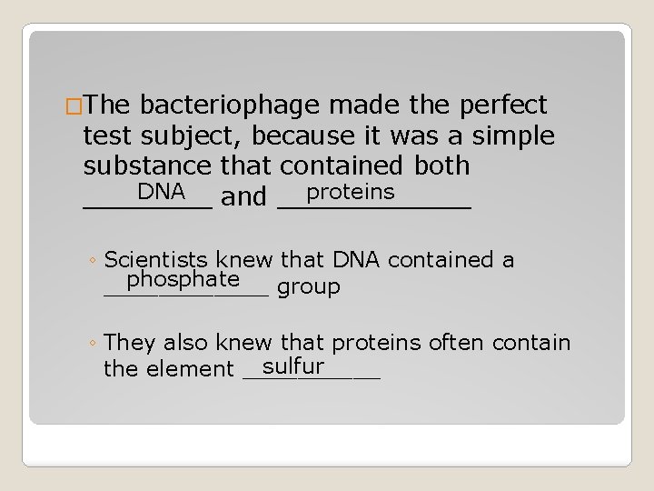 �The bacteriophage made the perfect test subject, because it was a simple substance that