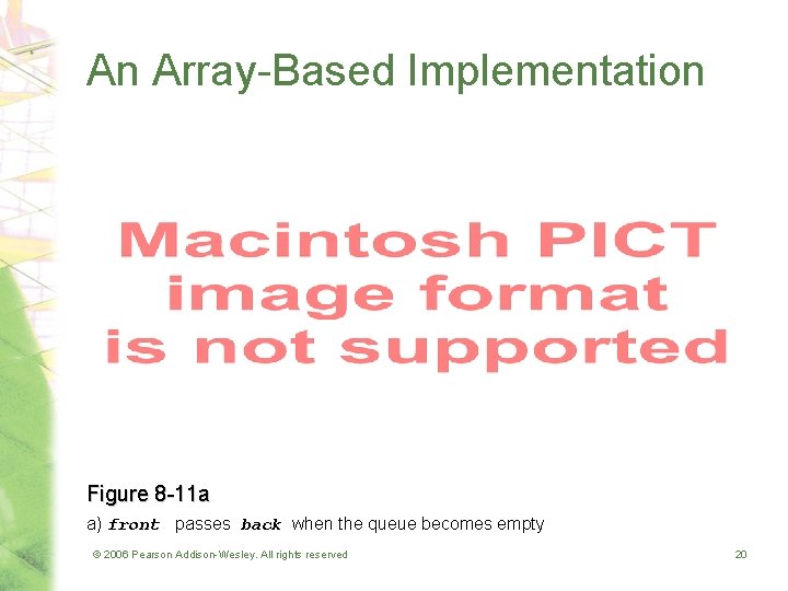 An Array-Based Implementation Figure 8 -11 a a) front passes back when the queue