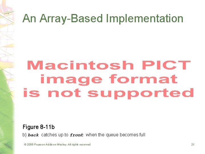 An Array-Based Implementation Figure 8 -11 b b) back catches up to front when