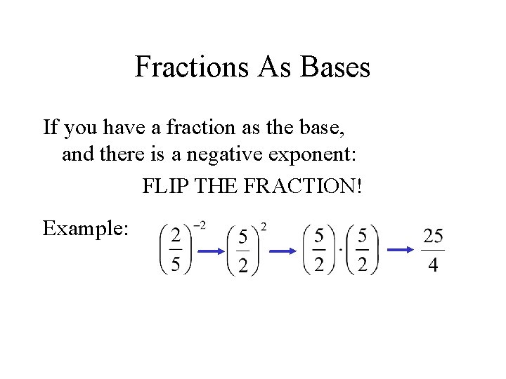 Fractions As Bases If you have a fraction as the base, and there is