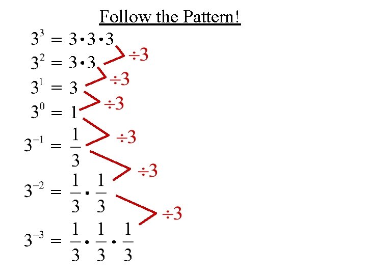 Follow the Pattern! =3 3 3 =3 =1 = = = 
