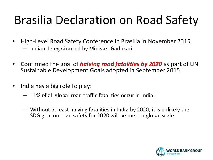 Brasilia Declaration on Road Safety • High-Level Road Safety Conference in Brasilia in November
