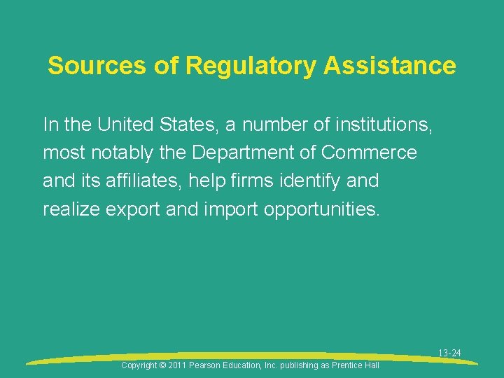 Sources of Regulatory Assistance In the United States, a number of institutions, most notably