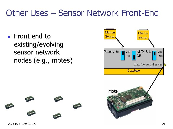 Other Uses – Sensor Network Front-End n Front end to existing/evolving sensor network nodes