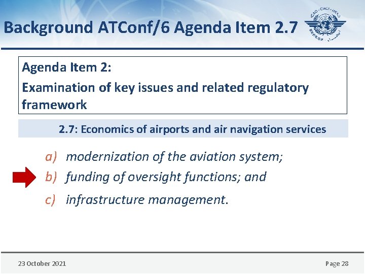 Background ATConf/6 Agenda Item 2. 7 Agenda Item 2: Examination of key issues and