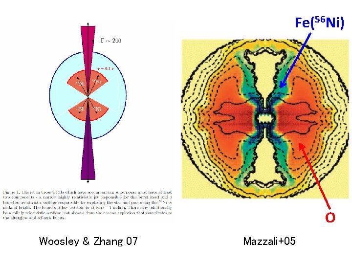 Fe(56 Ni) O Woosley & Zhang 07 Mazzali+05 