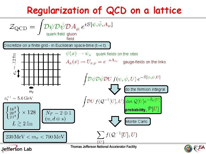 Regularization of QCD on a lattice quark field gluon field Discretize on a finite