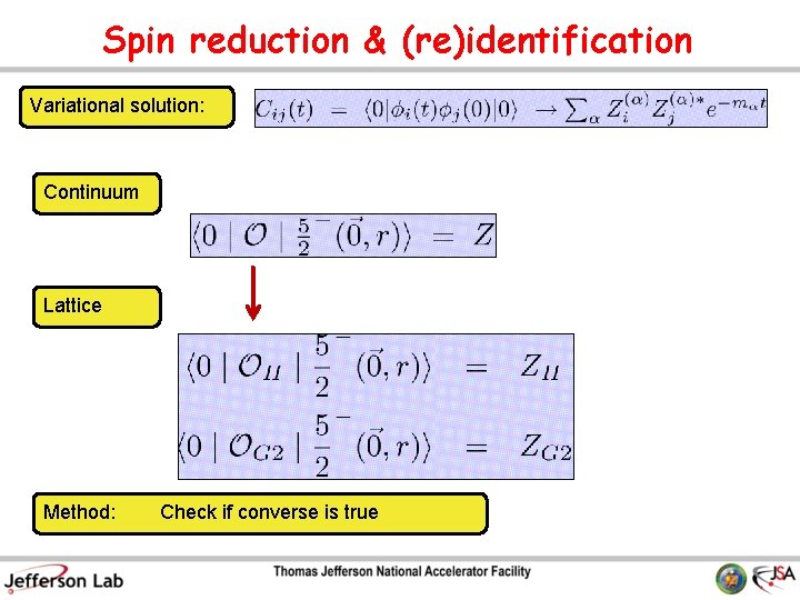 Spin reduction & (re)identification Variational solution: Continuum Lattice Method: Check if converse is true