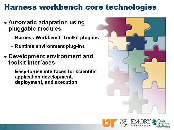 Harness workbench core technologies · Automatic adaptation using pluggable modules - Harness Workbench Toolkit