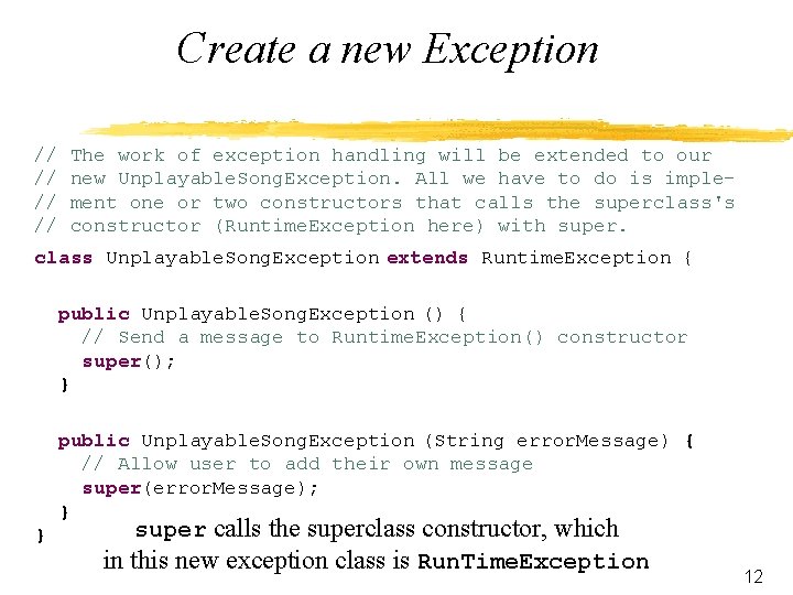 Create a new Exception // // The work of exception handling will be extended