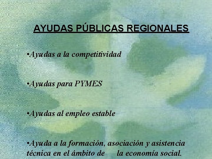 AYUDAS PÚBLICAS REGIONALES • Ayudas a la competitividad • Ayudas para PYMES • Ayudas