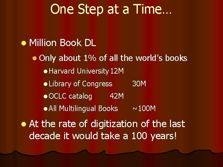 One Step at a Time… l Million l Only Book DL about 1% of