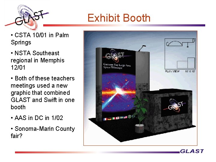 Exhibit Booth • CSTA 10/01 in Palm Springs • NSTA Southeast regional in Memphis