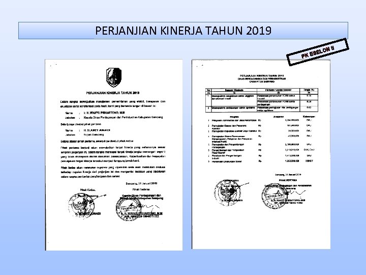 PERJANJIAN KINERJA TAHUN 2019 N II ELO S E PK 