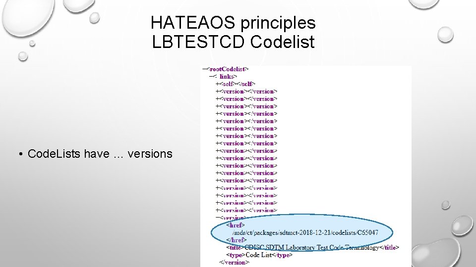 HATEAOS principles LBTESTCD Codelist • Code. Lists have … versions 