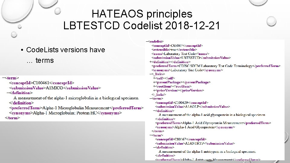 HATEAOS principles LBTESTCD Codelist 2018 -12 -21 • Code. Lists versions have … terms