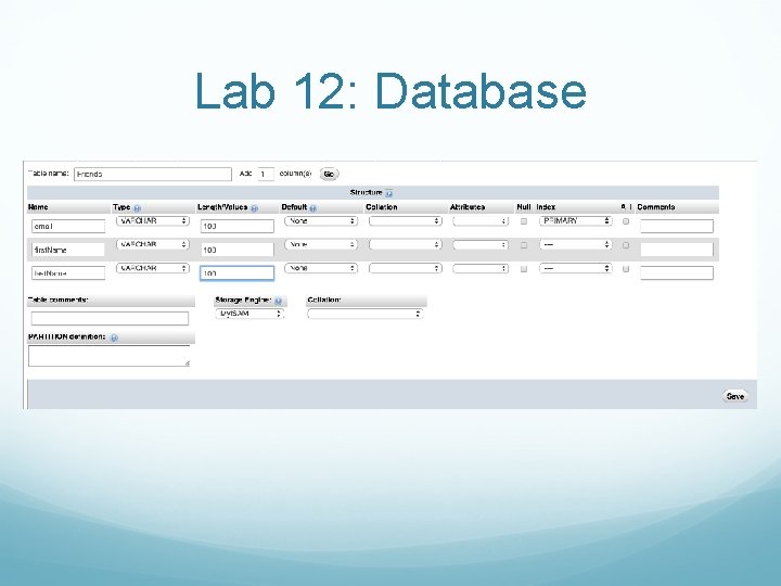 Lab 12: Database 