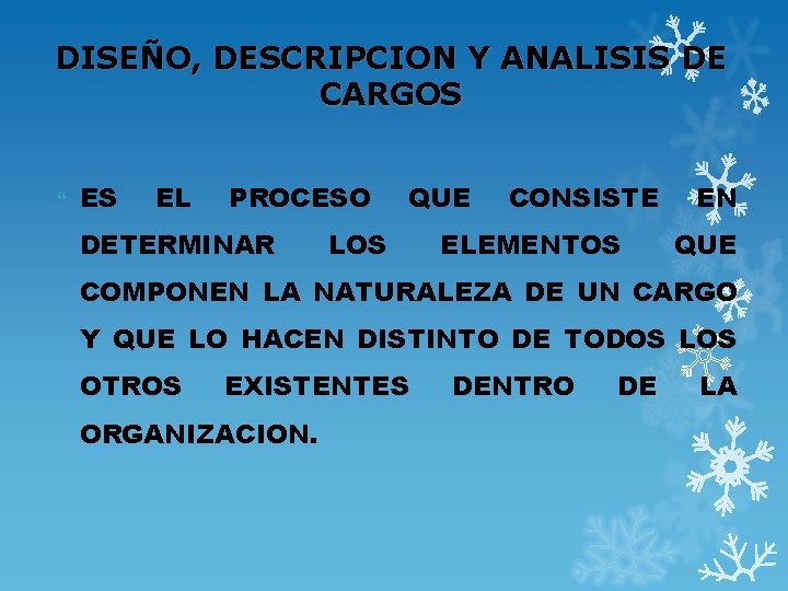 DISEÑO, DESCRIPCION Y ANALISIS DE CARGOS ES EL PROCESO DETERMINAR QUE LOS CONSISTE ELEMENTOS