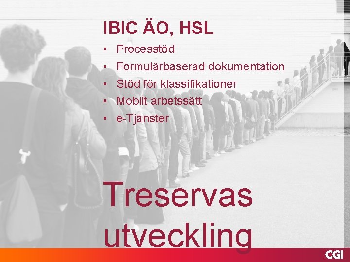 IBIC ÄO, HSL • • • Processtöd Formulärbaserad dokumentation Stöd för klassifikationer Mobilt arbetssätt