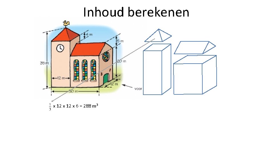 Inhoud berekenen x 12 x 6 = 288 m 3 