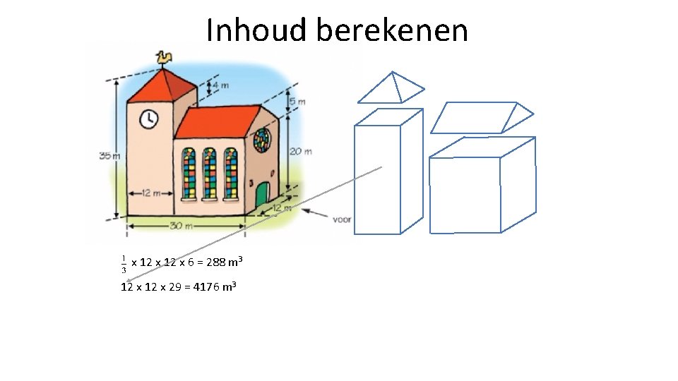 Inhoud berekenen x 12 x 6 = 288 m 3 12 x 29 =