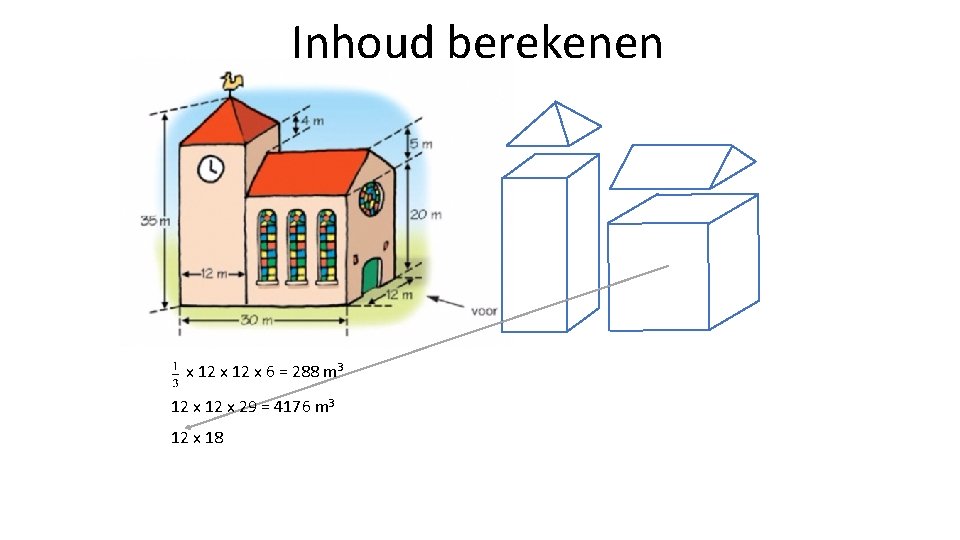 Inhoud berekenen x 12 x 6 = 288 m 3 12 x 29 =