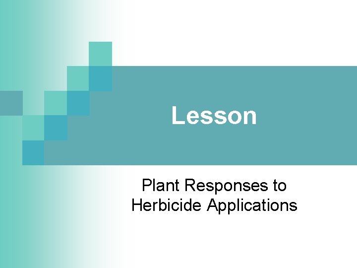 Lesson Plant Responses to Herbicide Applications 