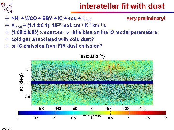 interstellar fit with dust v v v sep-04 NHI + WCO + EBV +