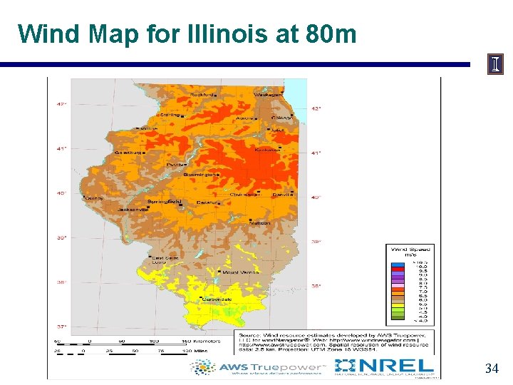 Wind Map for Illinois at 80 m 34 