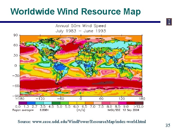 Worldwide Wind Resource Map Source: www. ceoe. udel. edu/Wind. Power/Resource. Map/index-world. html 35 