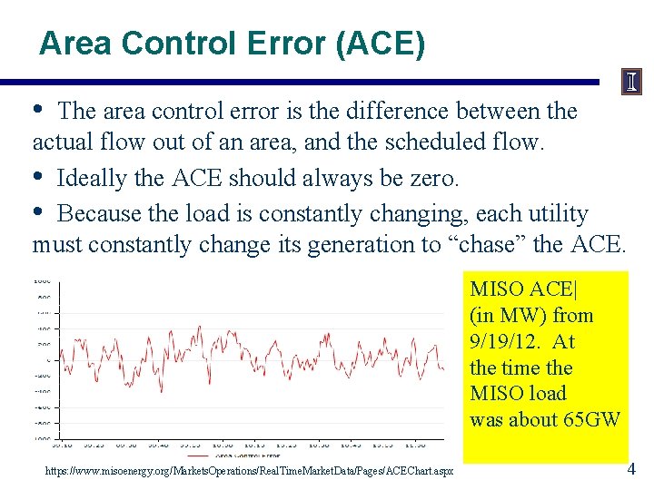 Area Control Error (ACE) • The area control error is the difference between the