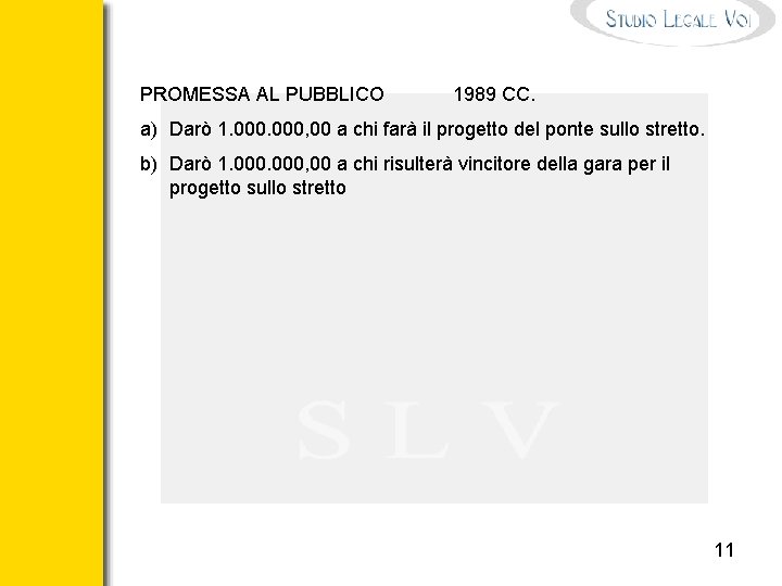 PROMESSA AL PUBBLICO 1989 CC. a) Darò 1. 000, 00 a chi farà il