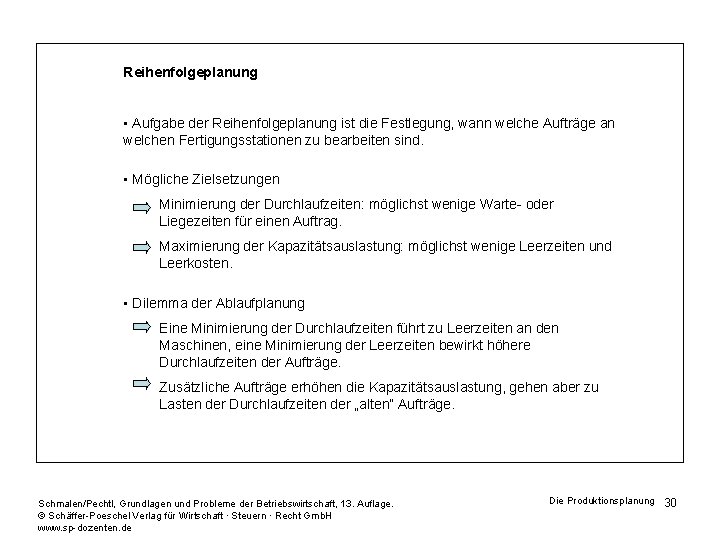 Reihenfolgeplanung • Aufgabe der Reihenfolgeplanung ist die Festlegung, wann welche Aufträge an welchen Fertigungsstationen