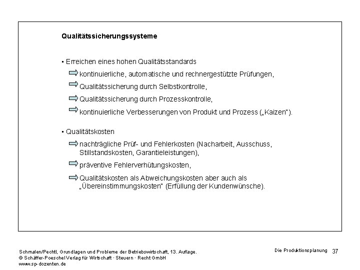 Qualitätssicherungssysteme • Erreichen eines hohen Qualitätsstandards kontinuierliche, automatische und rechnergestützte Prüfungen, Qualitätssicherung durch Selbstkontrolle,