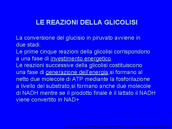 LE REAZIONI DELLA GLICOLISI La conversione del glucisio in piruvato avviene in due stadi.