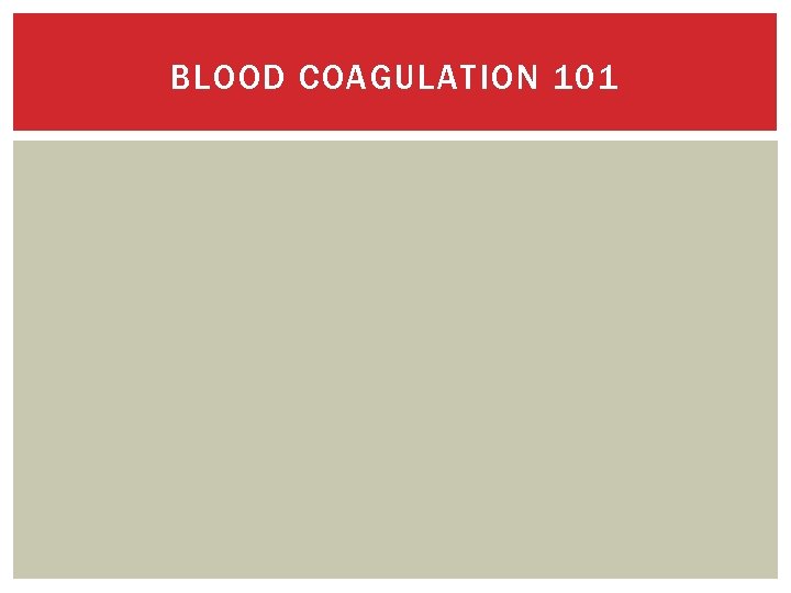 BLOOD COAGULATION 101 