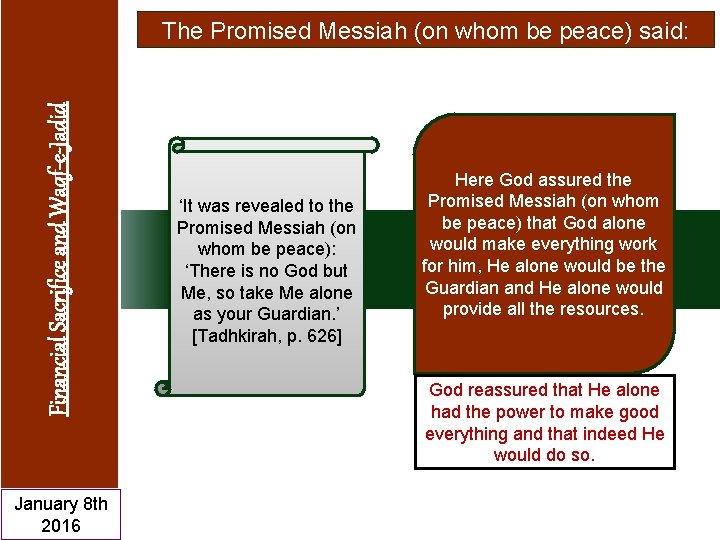 Financial Sacrifice and Waqf-e-Jadid The Promised Messiah (on whom be peace) said: Financial Sacrifice