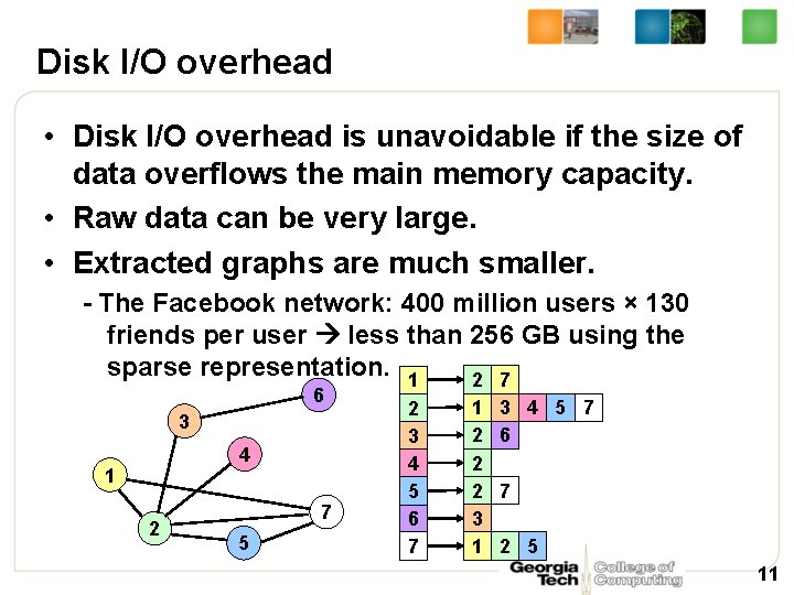 Disk I/O overhead • Disk I/O overhead is unavoidable if the size of data