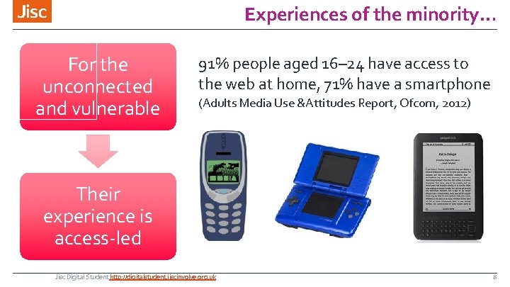 Experiences of the minority… For the unconnected and vulnerable 91% people aged 16– 24