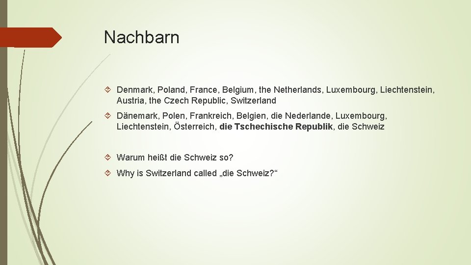 Nachbarn Denmark, Poland, France, Belgium, the Netherlands, Luxembourg, Liechtenstein, Austria, the Czech Republic, Switzerland