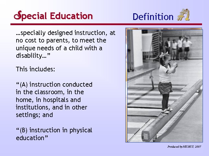 Special Education Definition …specially designed instruction, at no cost to parents, to meet the