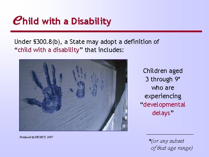 C hild with a Disability Under § 300. 8(b), a State may adopt a